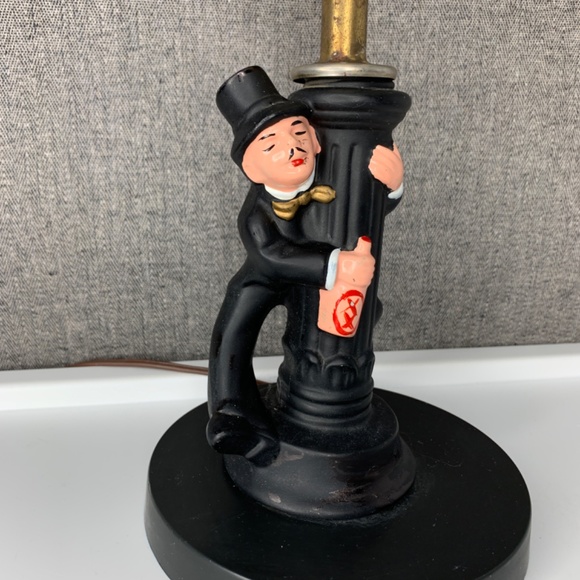 Vintage Charlie Chaplin Bar Lamp Hobo Drunk Lamp Post Glass Table Light - Picture 5 of 11